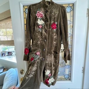 Johnny Was Velour embroidered jacket